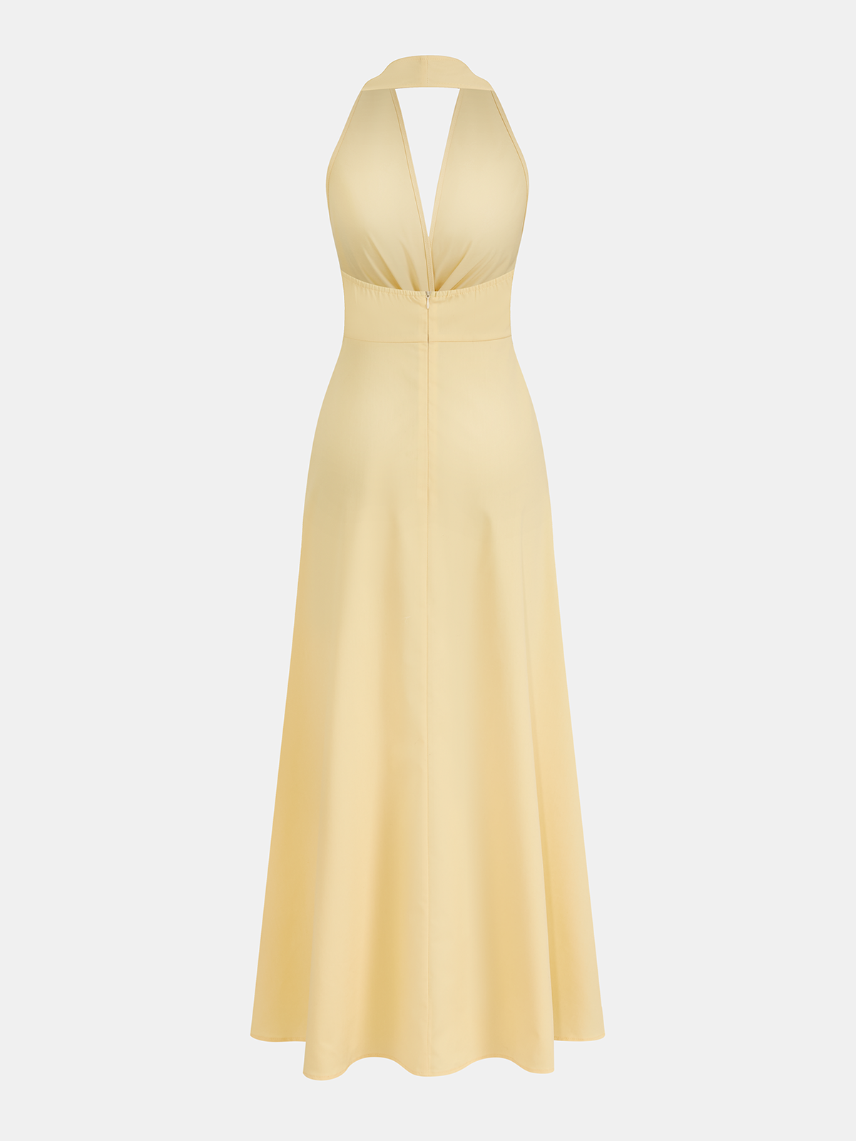 Halter Yaka Beli Burgu Detaylı Maxi Elbise