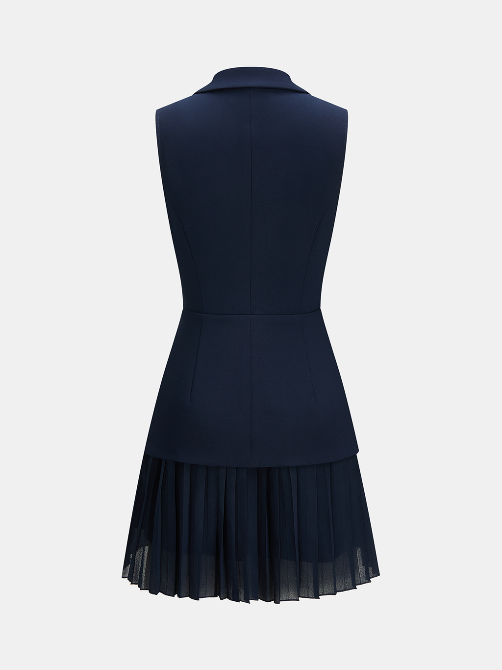 Blazer Stil Pileli Kolsuz Mini Elbise