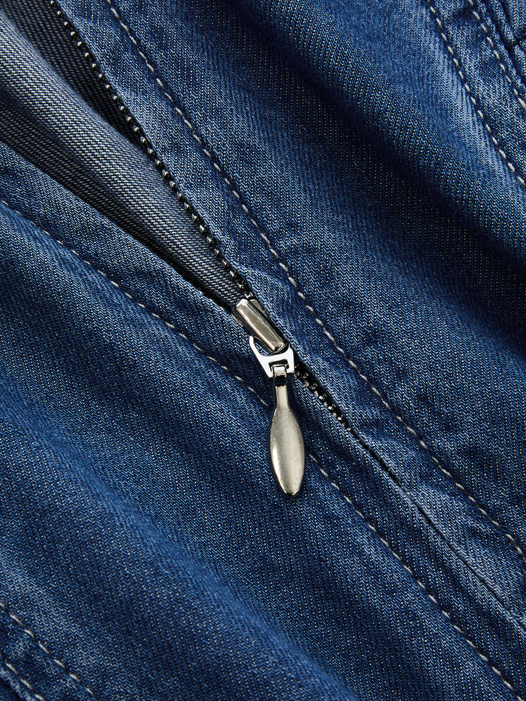 Kare Yaka Büzgülü Dikiş Detaylı Denim Maxi Elbise